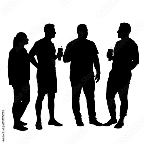 Silhouette of gym group with recovery drinks, fitness community bonding