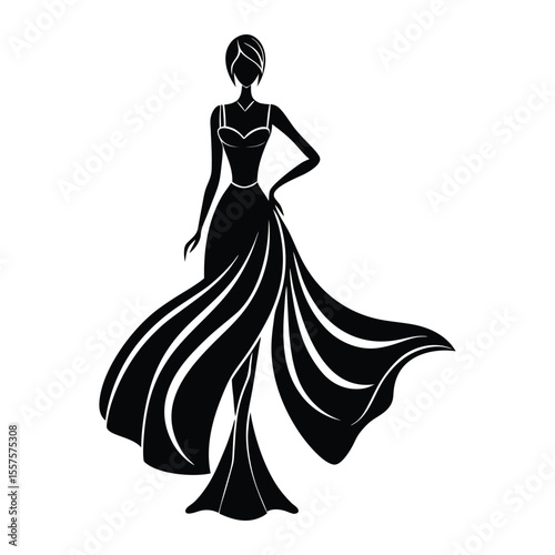 Elegant fashion mannequin silhouette gracefully wearing a stylish dress perfect for design projects