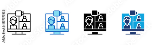 Video Conference icon Multi Style Vector Illustration