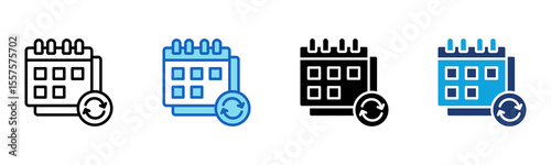 Calendar Planning icon Multi Style Vector Illustration