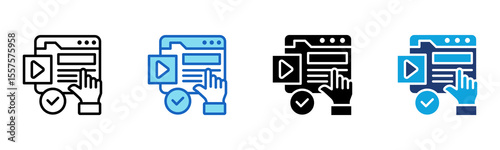 Video Tutorial icon Multi Style Vector Illustration