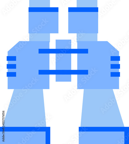 Illustration of a pair of light blue binoculars with dark blue accents on a white background