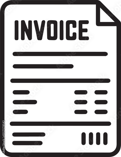 Invoice document outline presents an editable graphic of a financial billing statement, great for business, accounting, or taxation projects providing scalable designs.