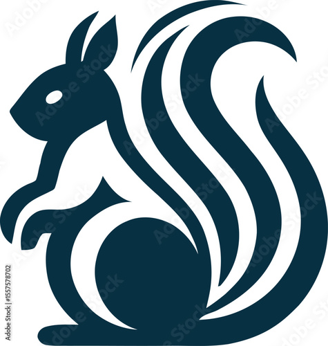 Squirrel Silhouette: A captivating illustration of a squirrel, expertly crafted in a sleek, minimalistic style. The image embodies a sense of agility and focus.