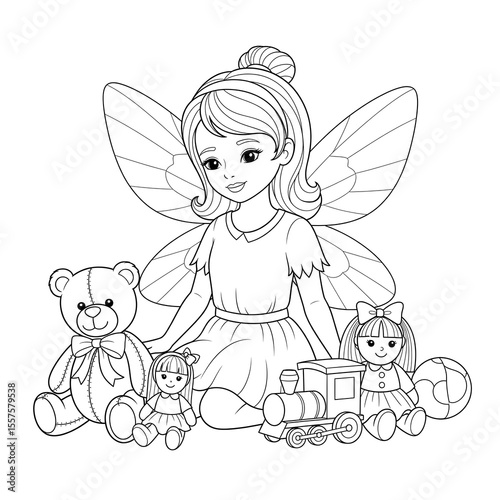Fairy Toys Whimsical: Playful Childhood Fantasy Line Art