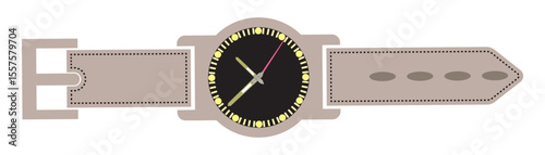 Flat modern, classic and luxury wrist watches with bracelet. Smart watch, accessory hand clock for men and women. Cartoon watches vector set. 