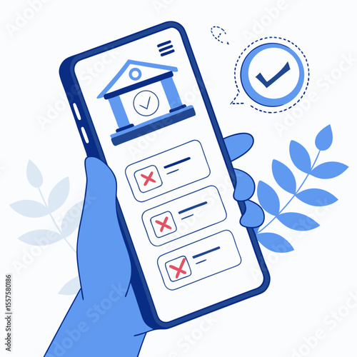 Smartphone showing mobile banking app with checklist and notifications  