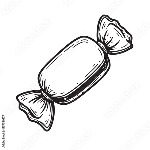 Hand drawn monochrome sweet candy treat wrapped dessert illustration vintage art silhouette isolated on white background