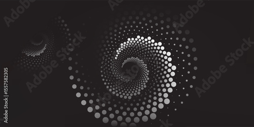 Halftonewhite circular dotted frames set. Circle dots texture isolated on black background. Spotted spray texture.Modern simple art good abstract graphic