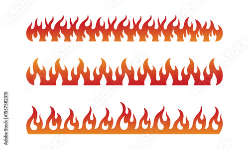 Fire Flame Gradient Silhouette Vector Set, Various Type of Fire Flame in stylized red and orange gradient color.