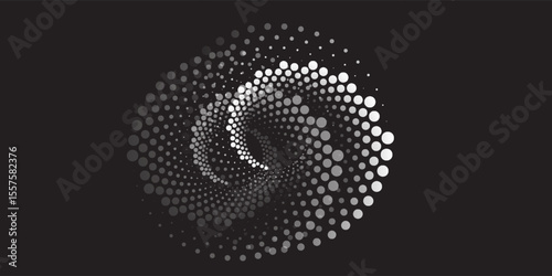 Halftonewhite circular dotted frames set. Circle dots texture isolated on black background. Spotted spray texture.Modern simple art good
