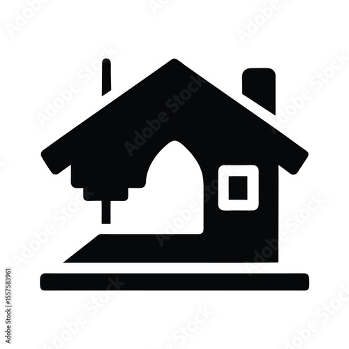 Sewing machine house silhouette