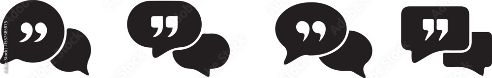 Obraz premium Four Black Speech Bubble Icons for Communication