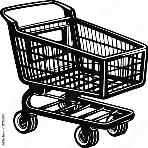Shopping Cart Art Set Of Silhouette Vector ,shopping cart icon, element, commercial, trendy, minimalistic