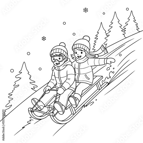 Children sledding winter create playful joy