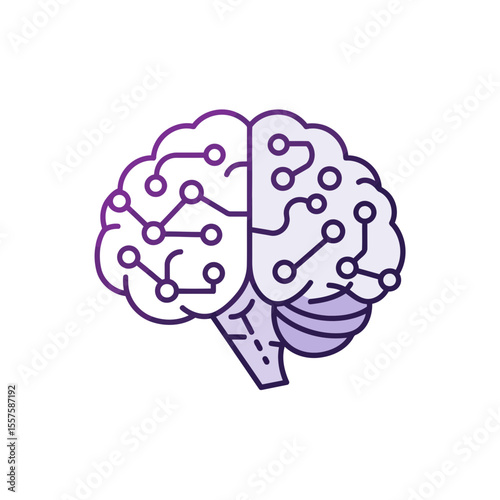 Abstract Vector Illustration of a Human Brain with Circuitry, Representing Artificial Intelligence, Neural Networks, and Technological Brainpower