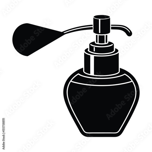 Elegant perfume bottle with atomizer spray in a classic silhouette design