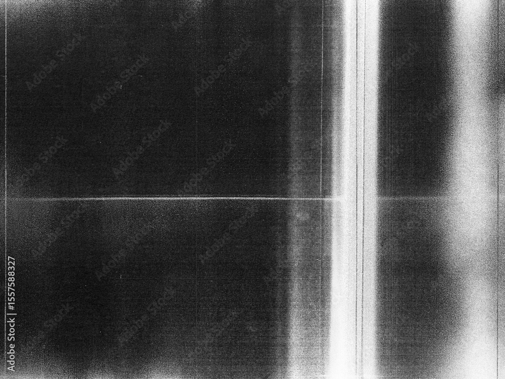 Obraz premium Old film texture with scratches, noise and glitch shapes. Realistic overlay film texture in black-white, dust and grain. 