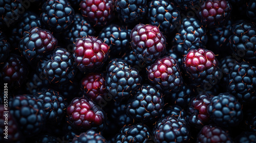 Close up of Dark Purple and Blue Blackberries Texture