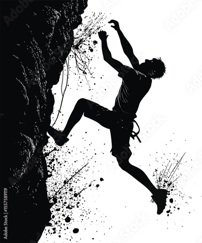 Silhouette of a black vector illustration of a sportswoman jumping, dancing, or running