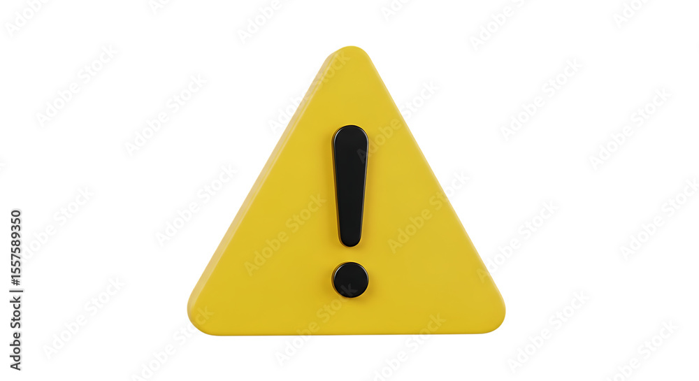Yellow warning triangle with black exclamation mark isolated on transparent background Yellow warning triangle with black exclamation mark isolated on transparent background