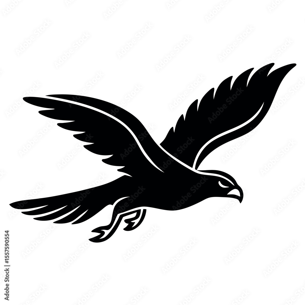 Fototapeta premium Majestic hawk in mid dive hunting silhouette graphic