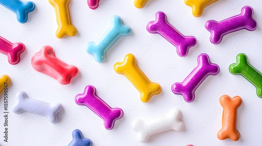 Naklejka premium Colorful Dog Bone Pattern Background Flatlay