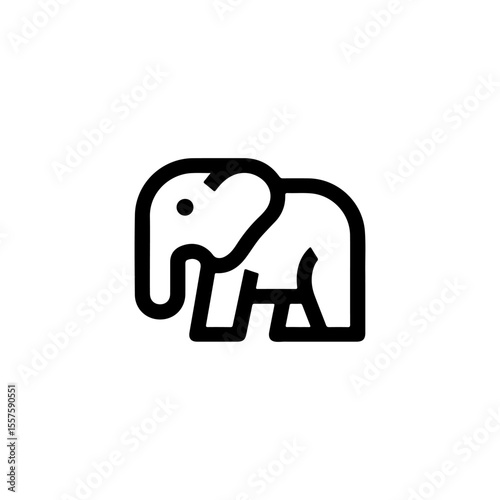 Black elephant head vector illustration featuring a stylized geometric design. The bold lines and modern style make this image perfect for logos, branding, and creative projects. 