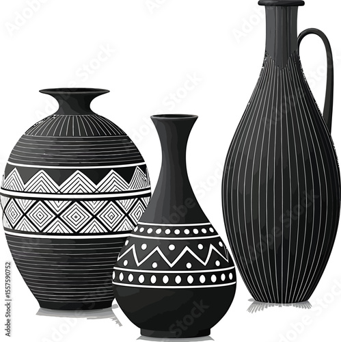 Ancient Greek ceramic art isolated: a decorative clay jug, antique pottery, or classic vase on a plain background