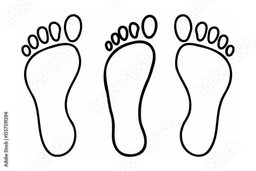 Black outline human footprints vector