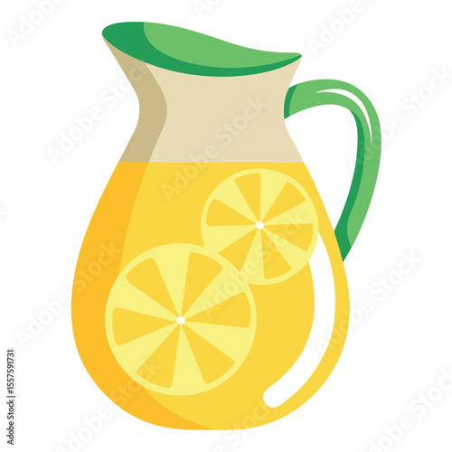 Refreshing lemonade in a clear glass jug on a white background