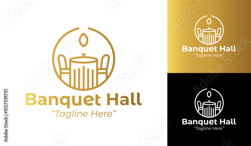 Elegant and Modern Banquet Hall Logo Design with Golden Color Theme