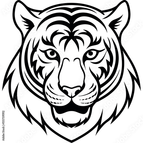 Elegant bengal tiger silhouette logo design in cmyk