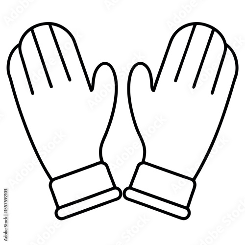 Clean line art of a pair of gloves on a white background
