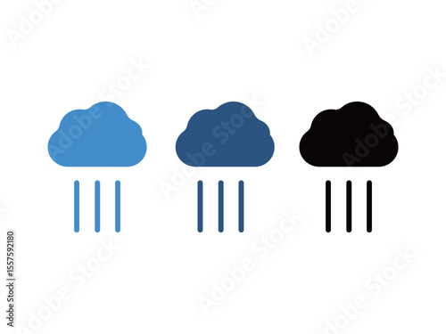 雨雲のアイコンのイラストのセット