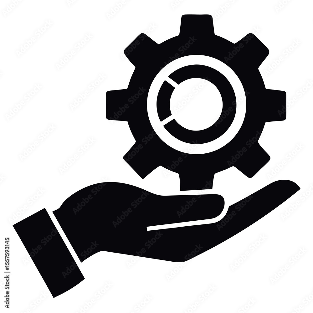 Minimalist black silhouette of a hand gently holding something abstract Minimalist black silhouette of a hand gently holding something abstract