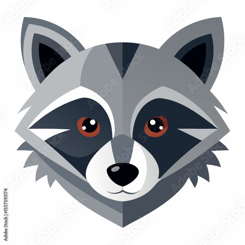Minimalist raccoon face with masked eyes graphic design