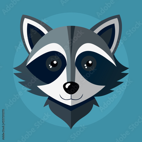 Minimalist raccoon face with masked eyes clean design