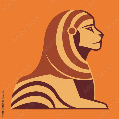 Elegant modern sphinx profile illustration with clean design elements
