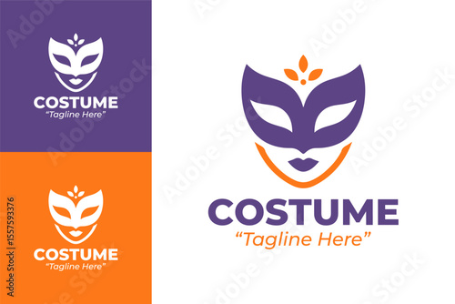 Modern and Elegant Purple and Orange Costume Logo for Performance and Event Branding