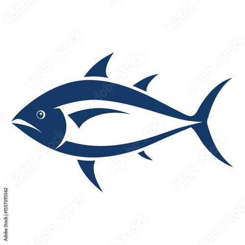 Stylized tuna fish illustration isolated on white background