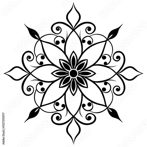 Elaborate black and white ornate floral pattern design