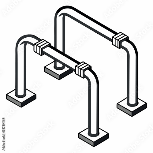 Simple outline illustration of push up bars on a clean white background