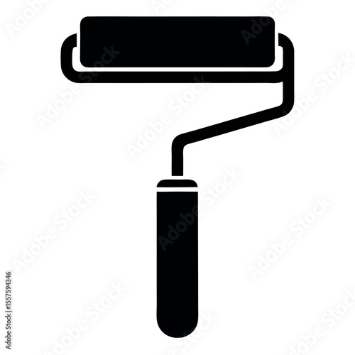 Clean flat design paint roller icon for professional use