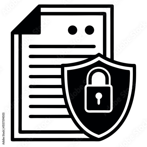 Secure document icon with lock and shield elements