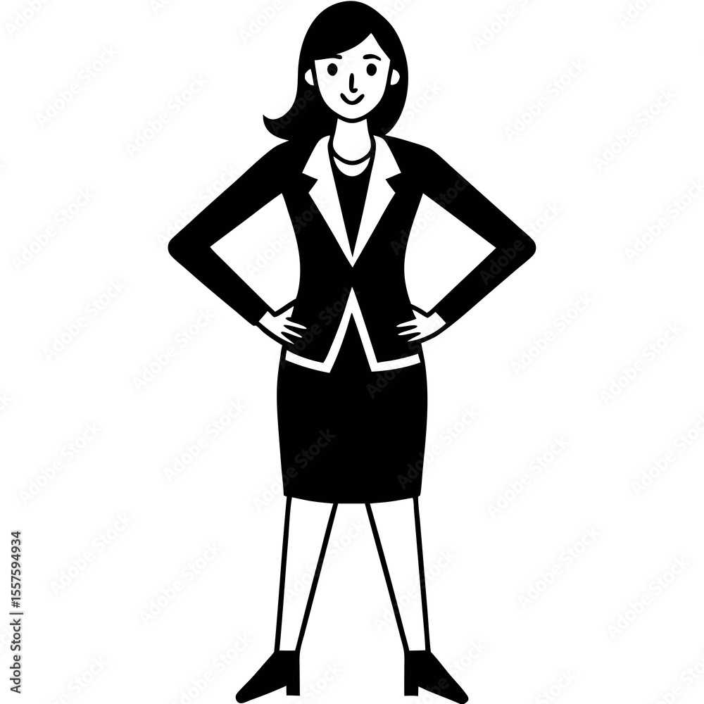 Fototapeta premium Confident professional women in modern flat style cartoon design