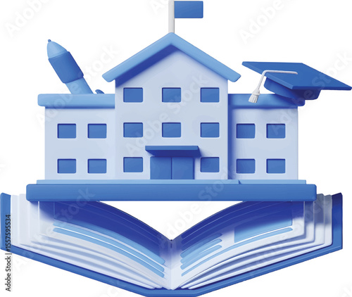 Building with University books 3d Icon for Education, Learning, and Academic Knowledge Themes