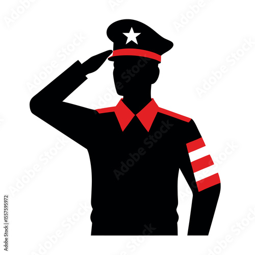 Silhouette of a soldier rendering an american military salute