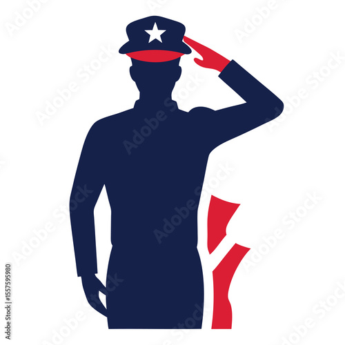 American soldier silhouette in salute military emblem