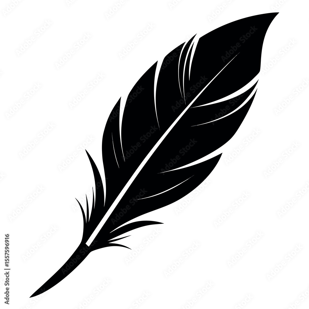 Obraz premium Elegant single feather silhouette floating gracefully in space